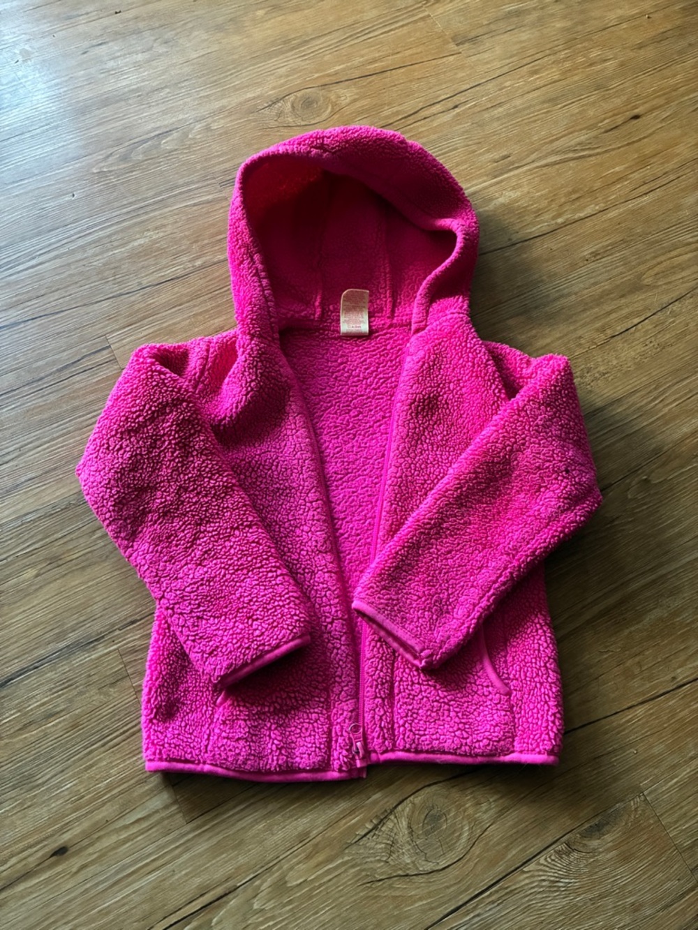 Hot pink fleeze zip up, kids size xs (fits a 4-5)